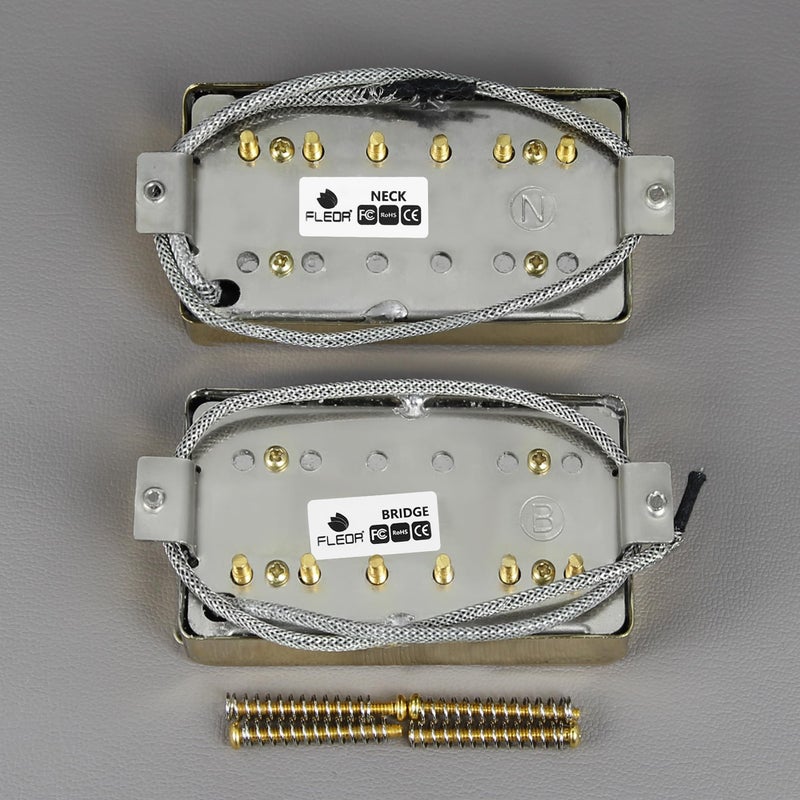 FLEOR Alnico5 Guitar Humbucker Pickup Set Golden Bridge & Neck Pickups Compatible with LP style Guitar Part - Image 4